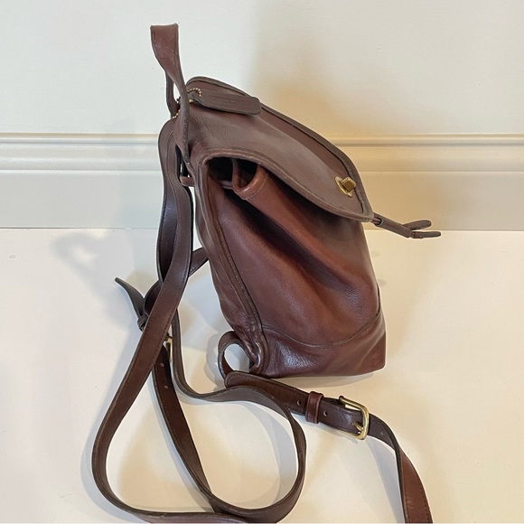 Vintage Chocolate Brown Leather Back Pack Book Bag Coach 9960 Purse Turnlock - Picture 7 of 16